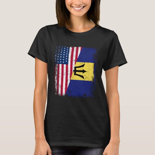 T-shirt American Barbadian Roots Half American USA Barbado (Devant)