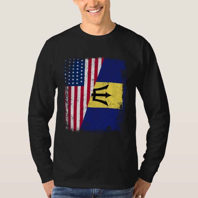 T-shirt American Barbadian Roots Half American USA Barbado (Devant)