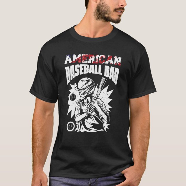 T-shirt American Baseball Dad Father's Day Baseball For Me (Devant)