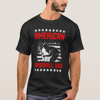 T-shirt American Baseball Papa Fête des pères Baseball Pou