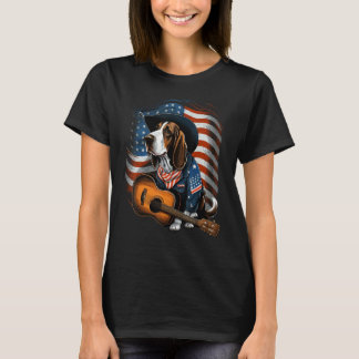 T-shirt American Basset Hound Guitar USA County Music