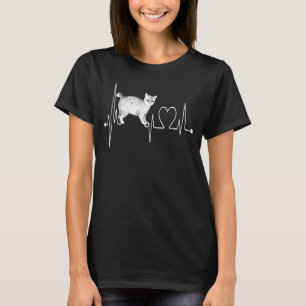 T-shirt American Bobtail Cat Heartbeat EKG Funny I Love My