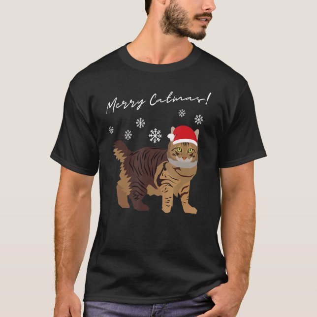 T-shirt American Bobtail Chat Merry Catmas Noël Chat (Devant)