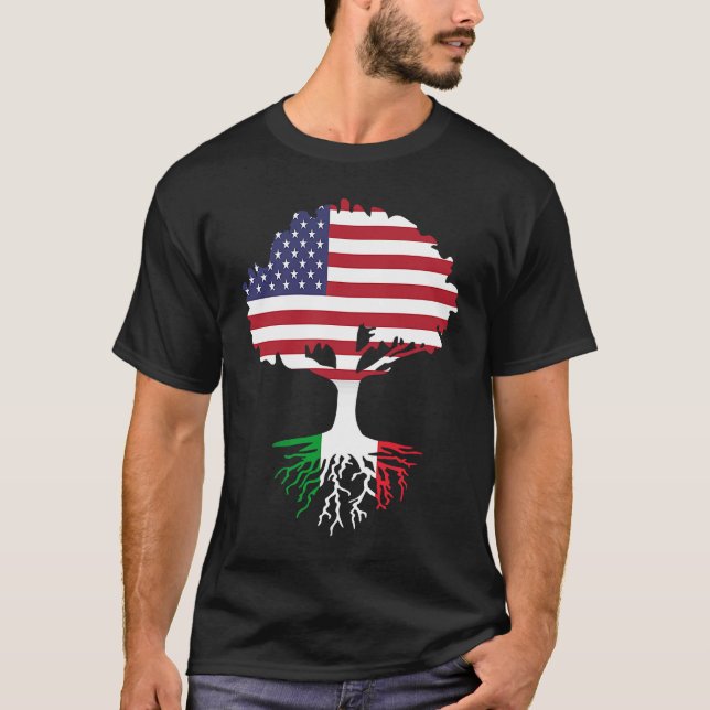 T-shirt American Born Italian Roots America Grown With Ita (Devant)