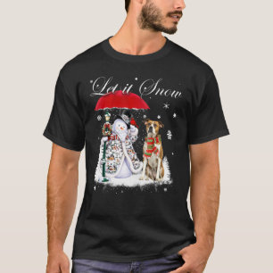 T-shirt American Buldog Père Noël Chien Noël Snowman Noël