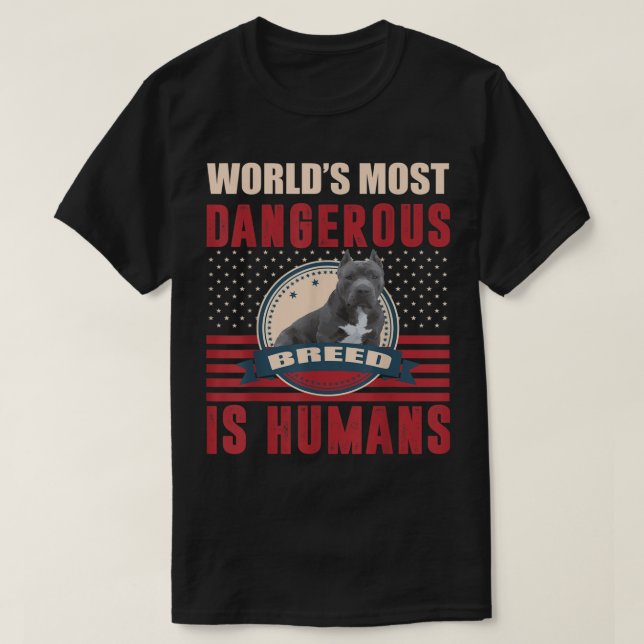 T-shirt American Bull Pitbull Humains race dangereuse T-Sh (Design devant)