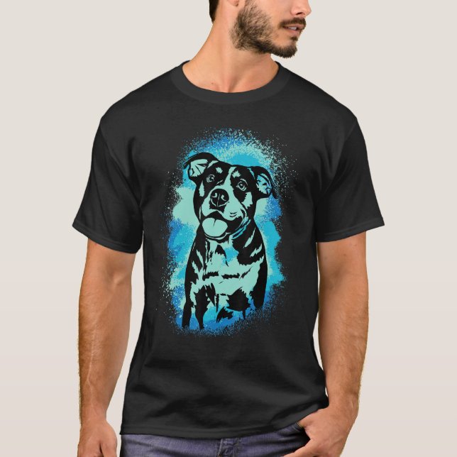 T-shirt American Bulldog Paint Blue Design Dog Mom Dad (Devant)
