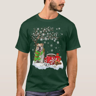 T-shirt American Bulldog Under Snow Tree Nice Dog Christm