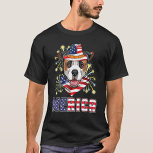 T-shirt American Bulldog Us Drapeau Casquette Feu d'artifi