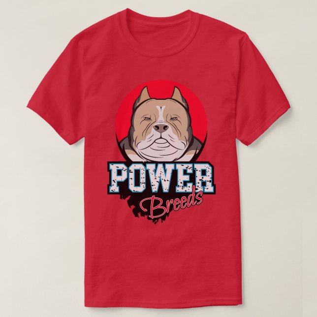 T-shirt American Bully Fawn et White Colours Power Breed (Design devant)