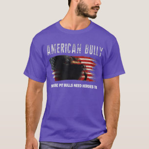 T-shirt American Bully with American Flag Funny Chien