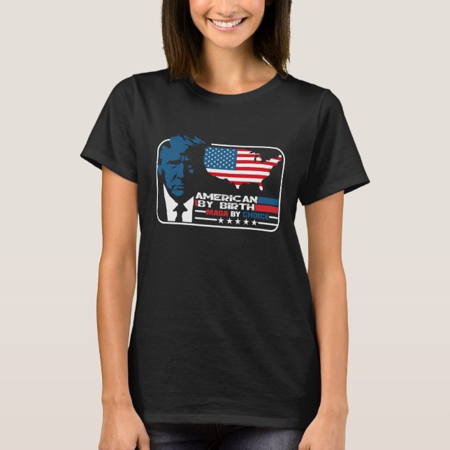 T-shirt American By born Maga par choix Trump 2024 (Devant)