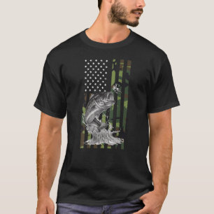 T-shirt American Camo Bass Fishing Designs Pour Hommes Drô
