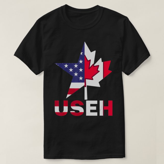 T-shirt American Canadian Giant Maple Leaf USEH Drapeau St (Design devant)