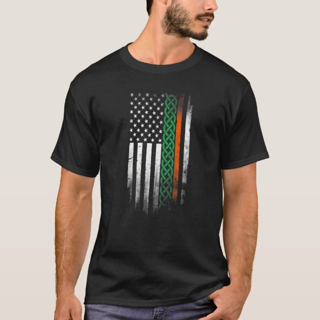 T-shirt American Celtic knot Stripes flag Irish Patrick's  (Devant)