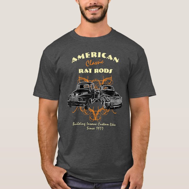 T-shirt American Classic Rat Rods Insane Rides Trucks (Devant)