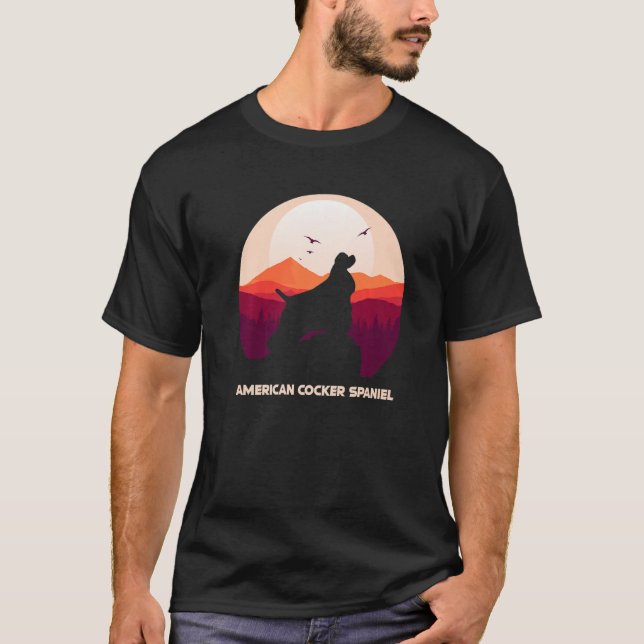 T-shirt American Cocker Spaniel et Moon (Devant)