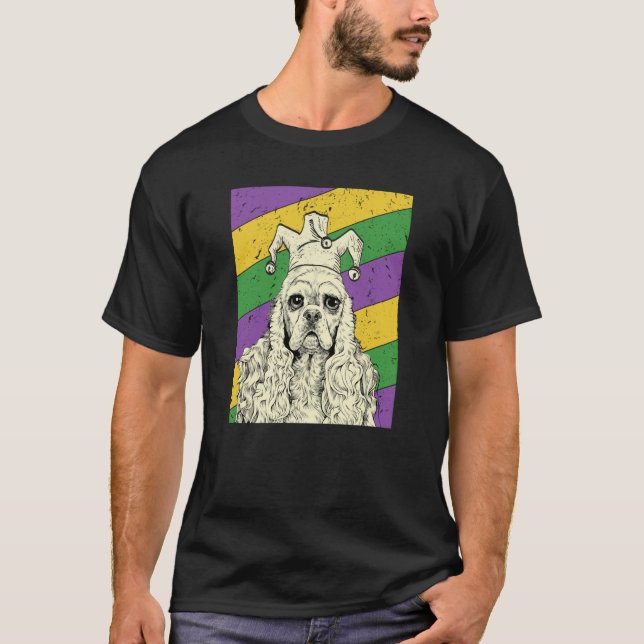 T-shirt American Cocker Spaniel Jester Mardi Gras Dog Mom  (Devant)