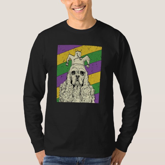 T-shirt American Cocker Spaniel Jester Mardi Gras Dog Mom  (Devant)
