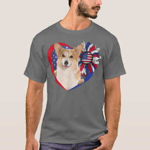 T-shirt American Corgi Dog Heart 4th Of July USA Flag Patr
