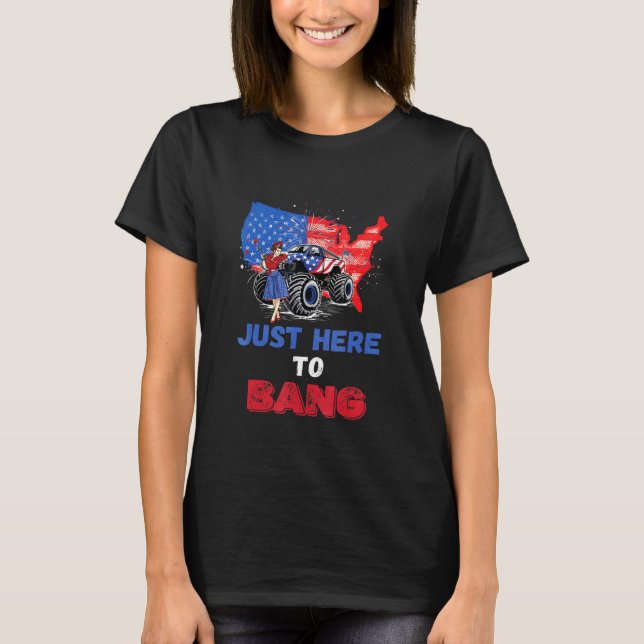 T-shirt American Country Monster Camion Girl Juste ici pou (Devant)