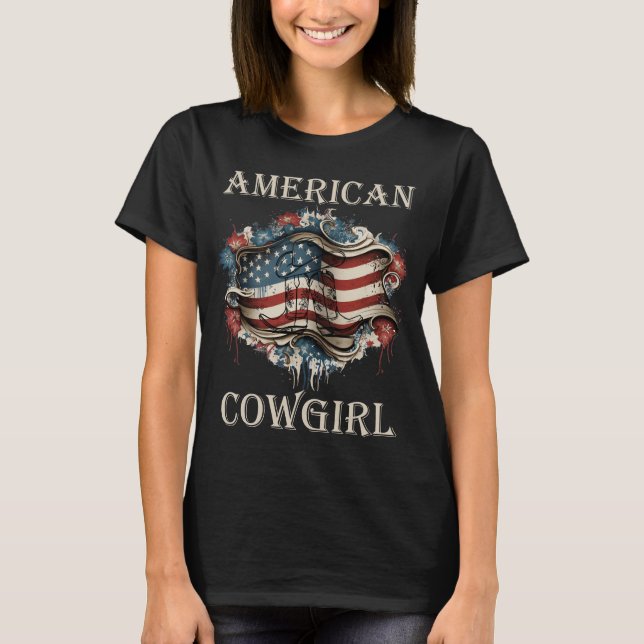 T-shirt American Cowgirl, patriotique (Devant)