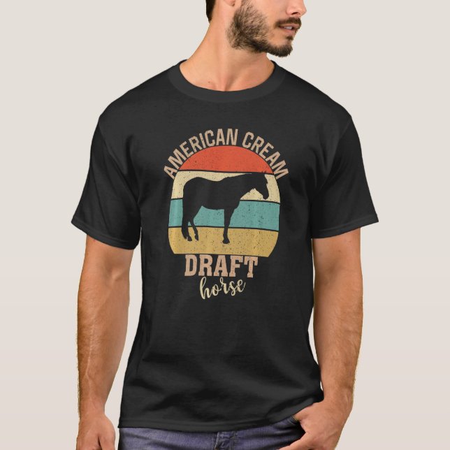 T-shirt American Cream Draft Horse Retro Horsey Horse Rid (Devant)