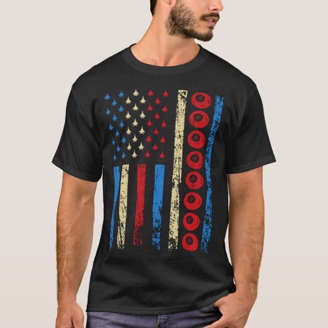 T-shirt American Cue Sports Flag 4th Of July Billiards Ath (Devant)