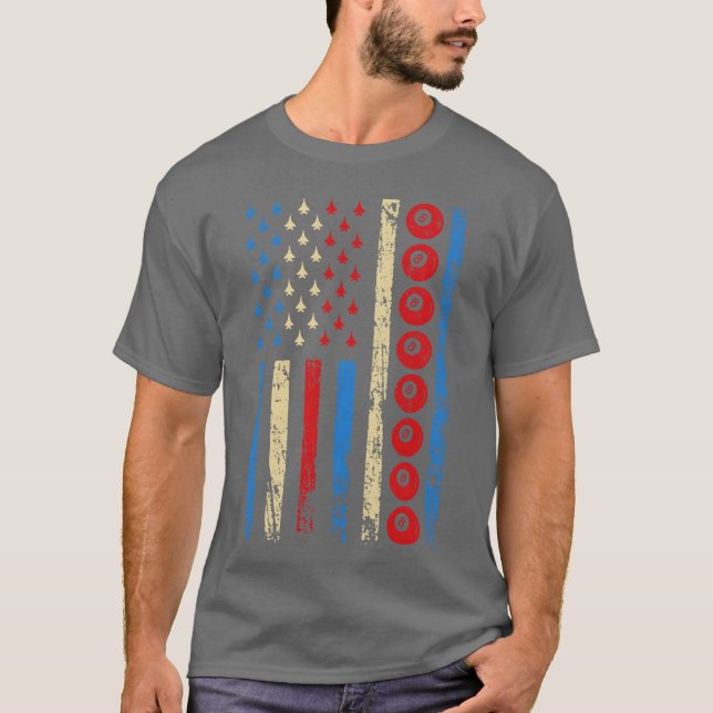 T-shirt American Cue Sports Flag Athletic Billiards friend (Devant)