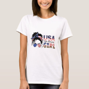 T-shirt American Cute Girl USA, 4 juillet