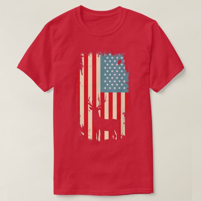T-shirt American Deer Hunter Patriotic TFor Hommes Femmes  (Design devant)