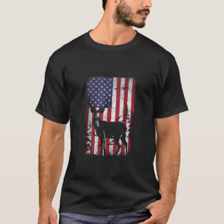 T-shirt American Deer Hunter Patriotique Hunter USA Drapea