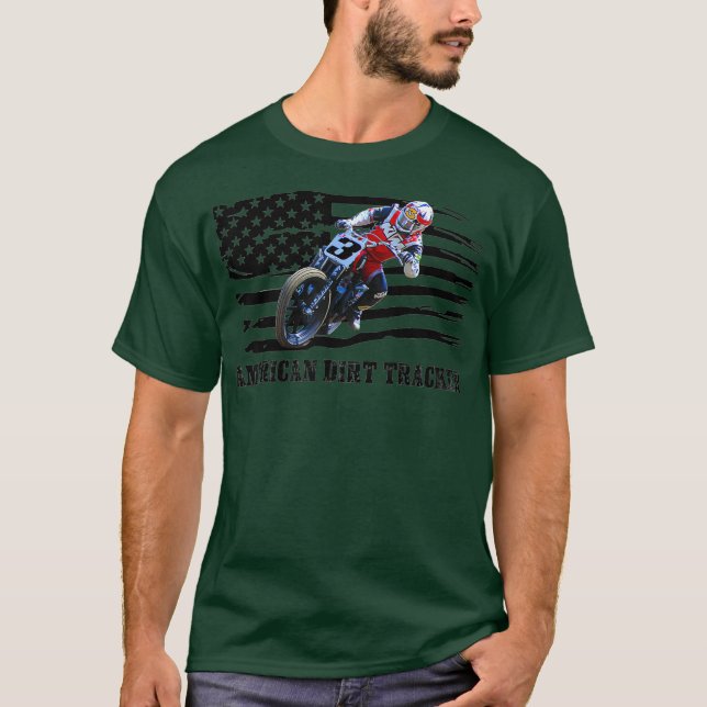 T-shirt American Dirt Tracker Flat Track Racer Dirt Men (Devant)