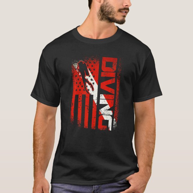 T-shirt American Diver Down Drapeau Us Flag Dive (Devant)