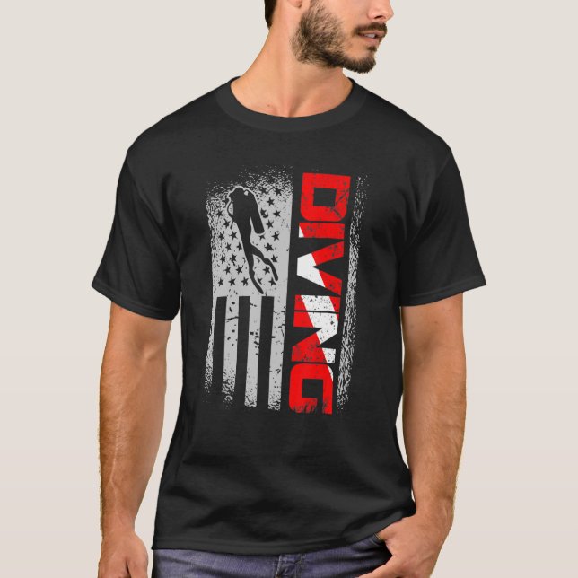 T-shirt American Diver Down Drapeau Us Flag Dive (Devant)