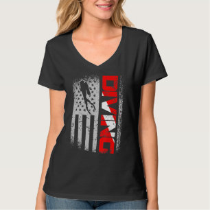 T-shirt American Diver Down Drapeau Us Flag Dive