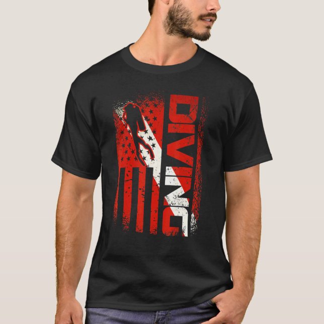 T-shirt American Diver Down Drapeau Us Flag Dive (Devant)