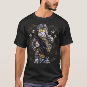 T-shirt American Eagle Militaire Soldier Guerrier Patrioti