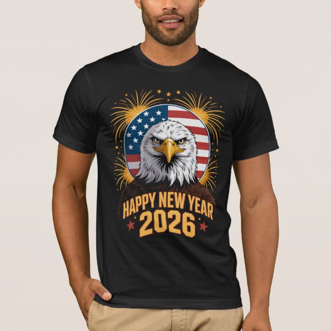 T-shirt American Eagle Patriotic 2026 New Year (Devant)
