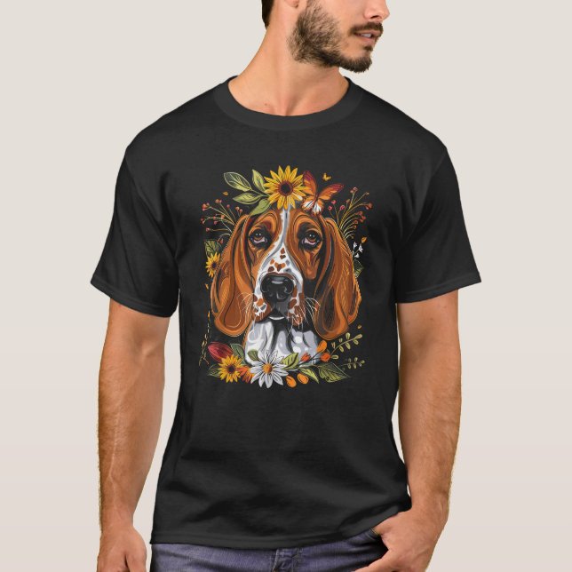 T-shirt American English Coonhound Dog Floral Sunflower Co (Devant)
