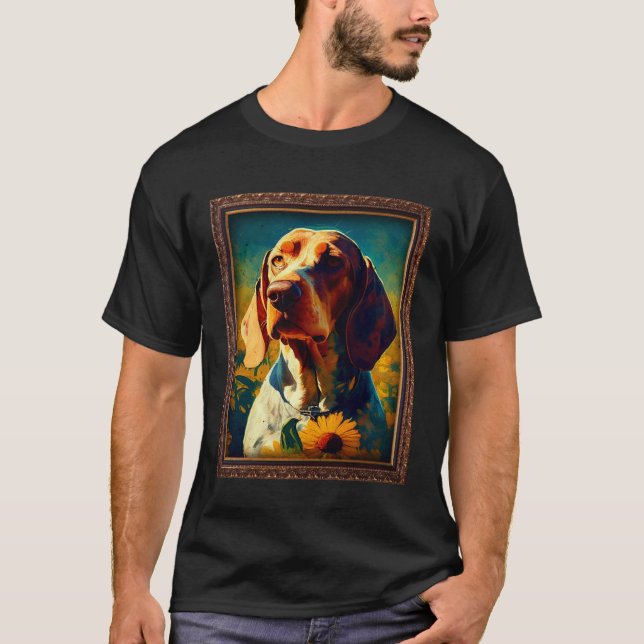T-shirt American English Coonhound Painting Sunflower Flow (Devant)