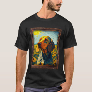 T-shirt American English Coonhound Painting Sunflower Flow