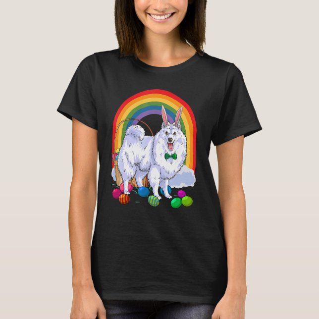 T-shirt   American Eskimo Dog Easter Eggs Bunny (Devant)