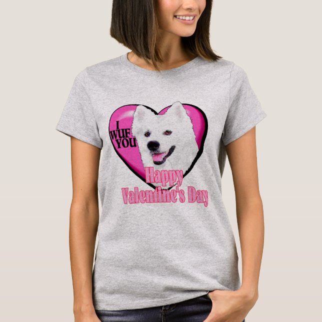 T-shirt American Eskimo Dog Valentines Day (Devant)