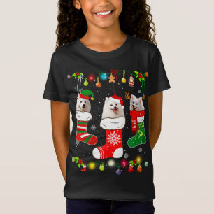 T-Shirt American Eskimo Noël Lumières Funny Chiot Noël