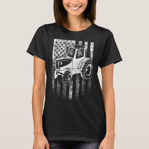 T-shirt American Farmer USA Drapeau ferme tracteur désarmé
