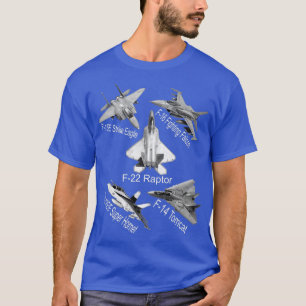 T-shirt American Fighters Jets F22 Raptor F14 Tomcat Plane