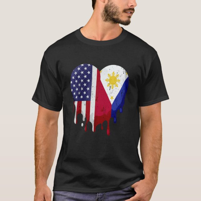 T-shirt American Filipino Heritage Month Philippines Flag  (Devant)