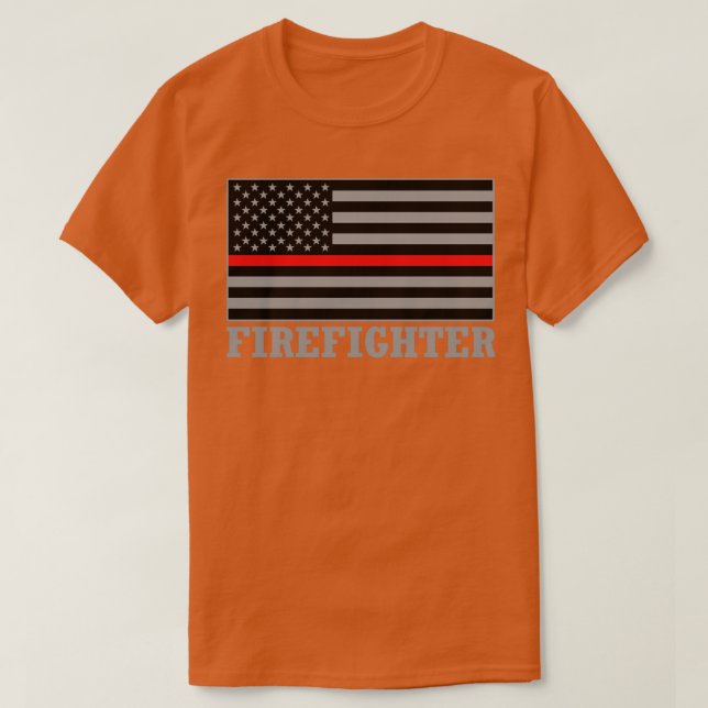 T-shirt American Firefighter Fire Fighter Mince Red Line W (Design devant)