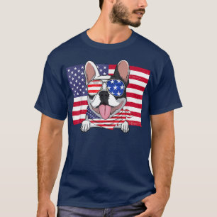 T-shirt American Flag 4th of July French Bulldog Papa Mama